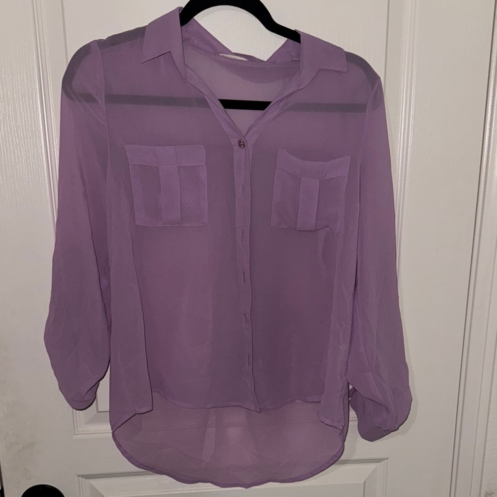 Chic Lavender Button-Up Blouse